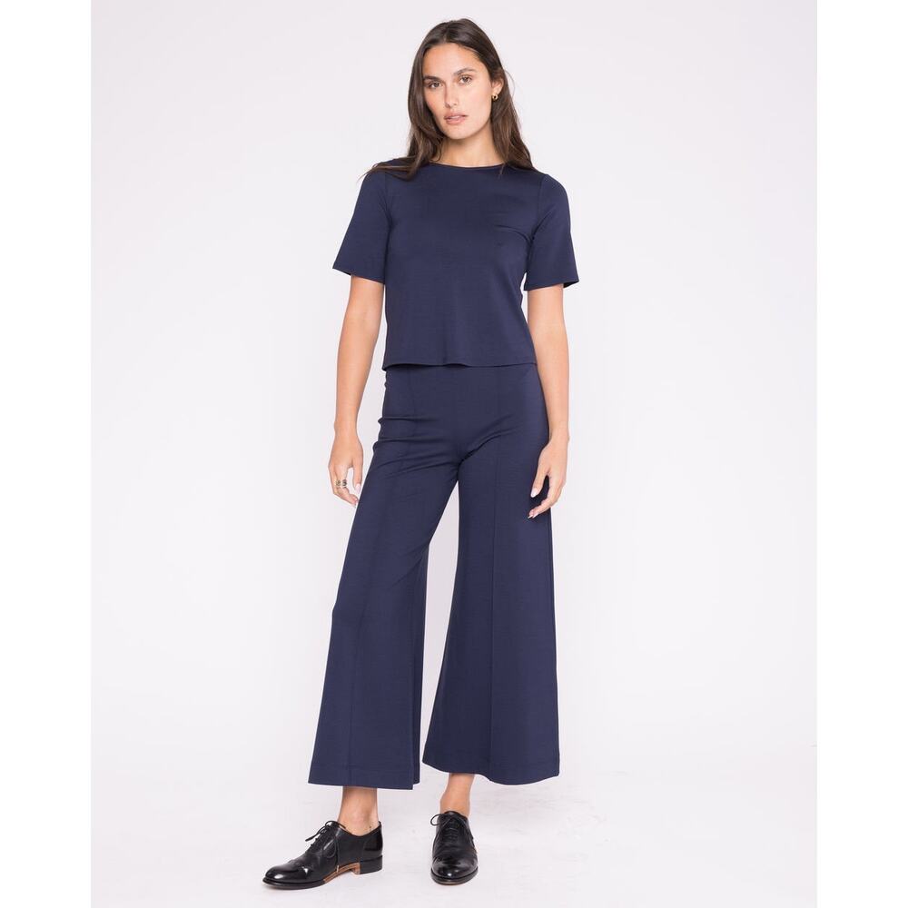 Ripley Rader Navy Ponte Knit Cropped Wide Leg Pant Size 3 Medium